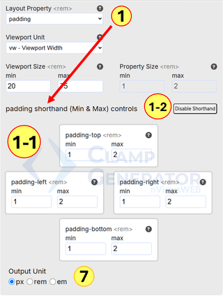 Layout clamp generator for padding-margin with 4-directional shorthand